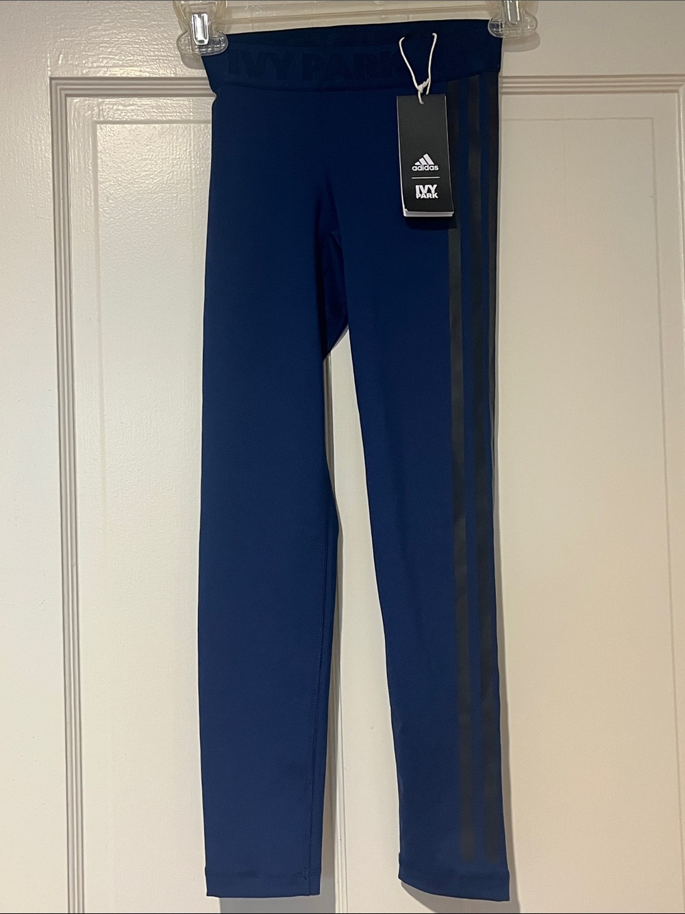 adidas Ivy Park Navy Leggings with Black Side Stripes - Kids